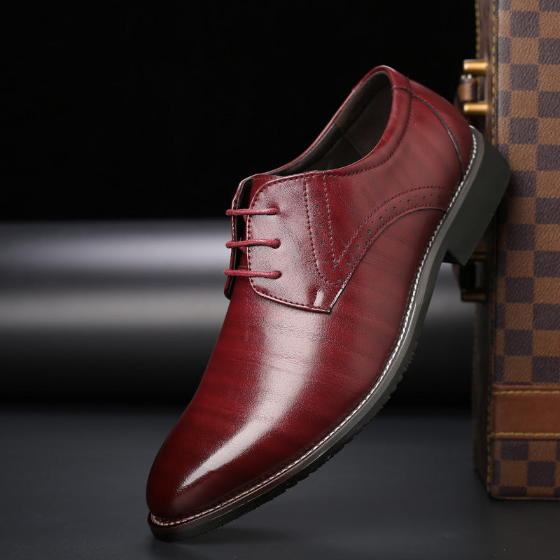 Stylowe męskie buty sznurowane z detalami brogue - Lennard-Czarny-39-Trend Polska