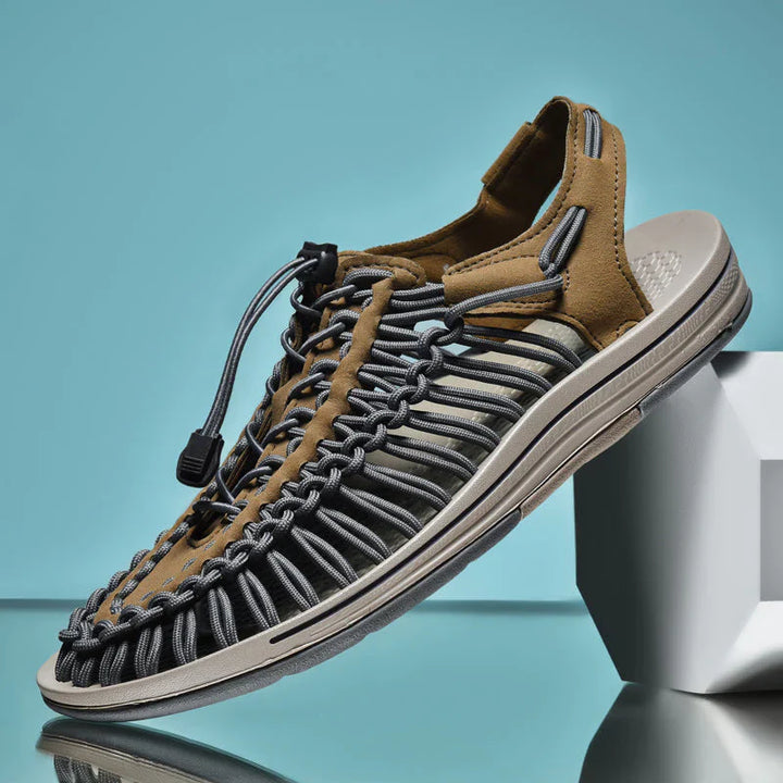 Stylowe męskie sandały z siateczki - Renzo-Khaki-38-Trend Polska