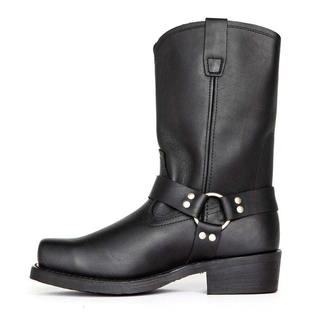 Stylowe męskie skórzane buty kowbojskie - Darius-Czarny-39-Trend Polska