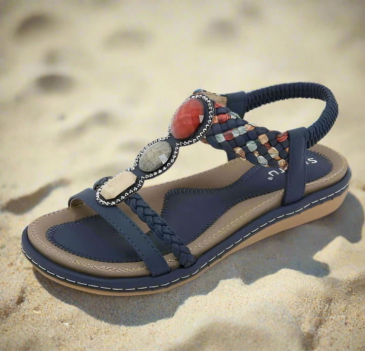 Stylowe Niskie Damskie Sandały – Claire-Niebieski-35-Trend Polska