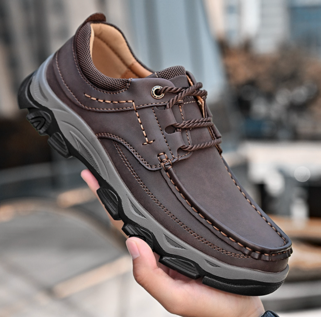 Stylowe ortopedyczne buty męskie - Lucas-39-Brązowy (z sznurowadłami)-Trend Polska