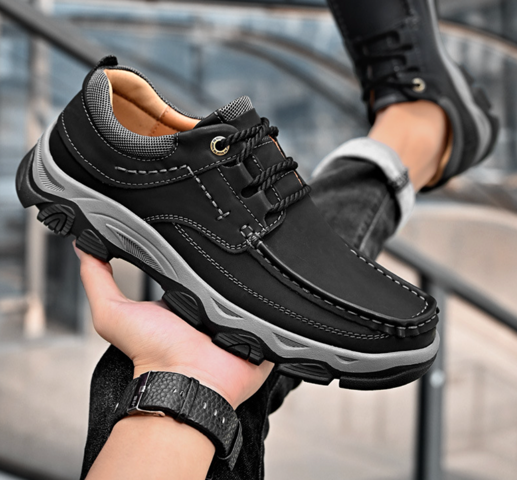 Stylowe ortopedyczne buty męskie - Lucas-39-Czarny (ze sznurówkami)-Trend Polska