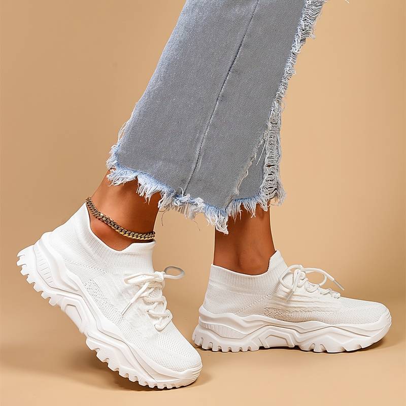 Stylowe ortopedyczne sneakersy damskie - Elena-Biały-35-Trend Polska