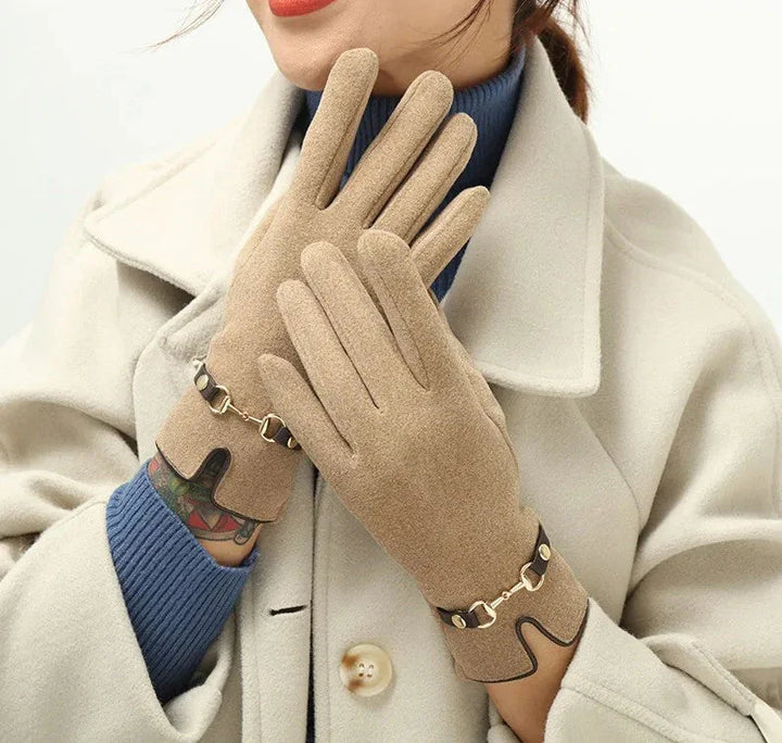 Stylowe rękawice na jesień i zimę dla kobiet - Amelia-Khaki-Trend Polska