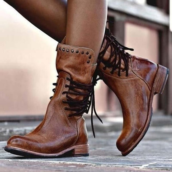 Stylowe Skórzane Buty Damskie - Sophie-Brązowy-36-Trend Polska
