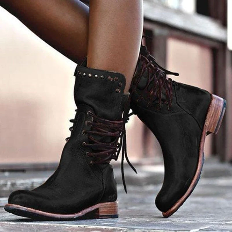 Stylowe Skórzane Buty Damskie - Sophie-Czarny-36-Trend Polska