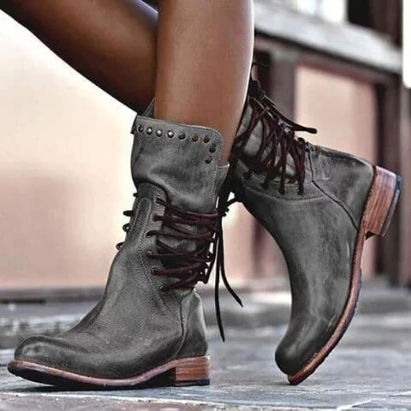 Stylowe Skórzane Buty Damskie - Sophie-Szary-36-Trend Polska