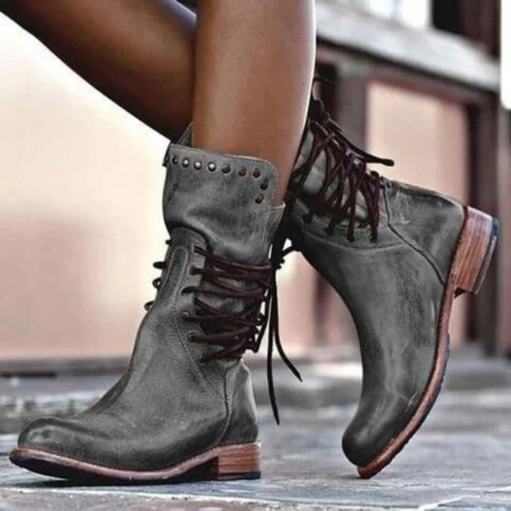 Stylowe Skórzane Buty Damskie - Sophie-Szary-36-Trend Polska
