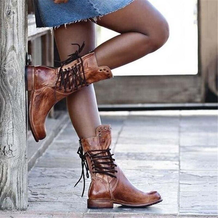 Stylowe Skórzane Buty Damskie - Sophie-Brązowy-36-Trend Polska