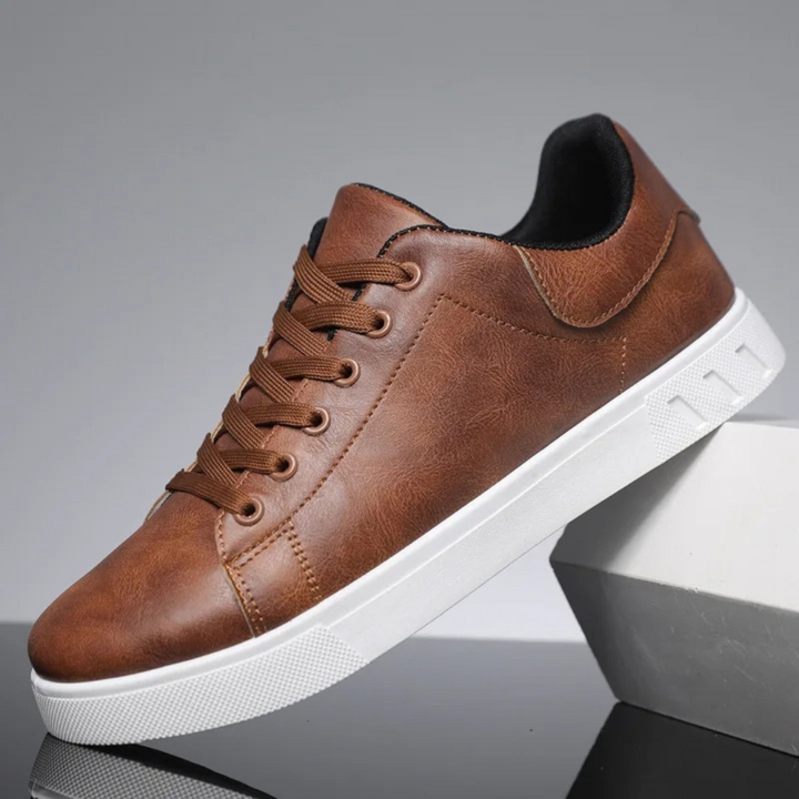 Stylowe skórzane buty męskie - Matteo-Ciemnobrązowy-39-Trend Polska