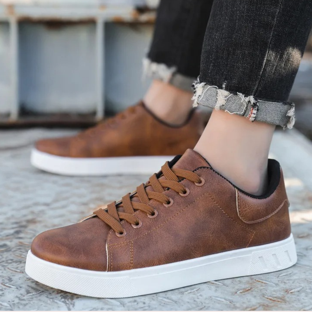 Stylowe skórzane buty męskie - Matteo-Ciemnobrązowy-39-Trend Polska