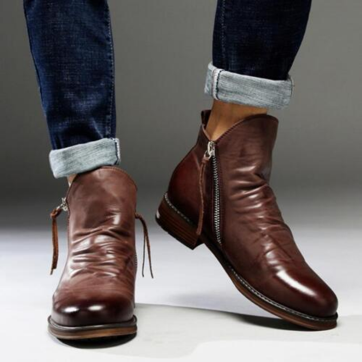 Stylowe Skórzane Buty Męskie - Mediolan-Czarny-39-Trend Polska