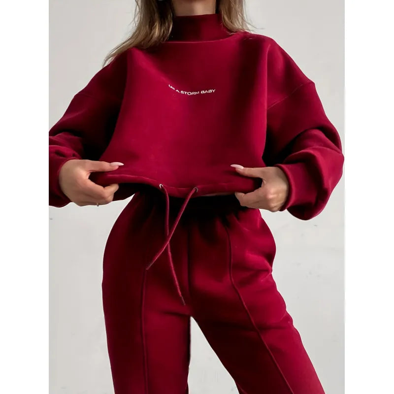 Stylowy Damski Zestaw Treningowy - Jade-Czerwony-XS-Trend Polska