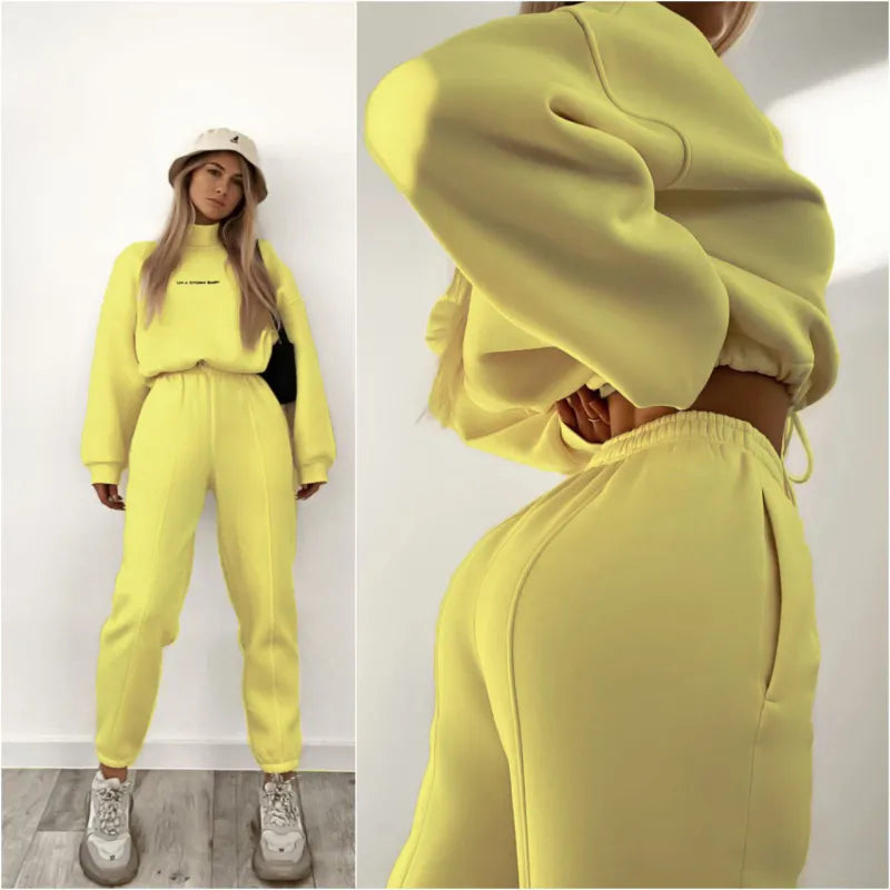 Stylowy Damski Zestaw Treningowy - Jade-Żółty-XS-Trend Polska