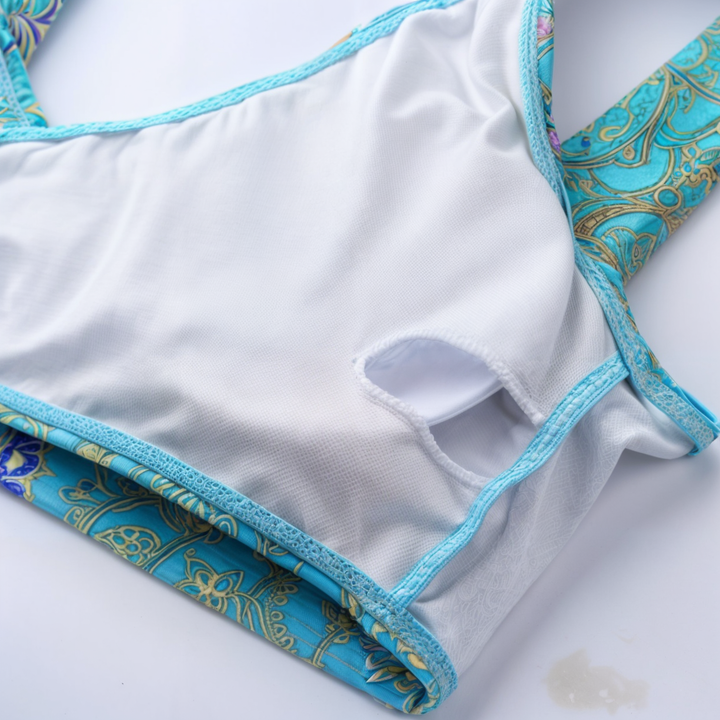 Stylowy dwuczęściowy bikini damski – idealny na plażę i słońce-Marmur Niebieski-S-Trend Polska