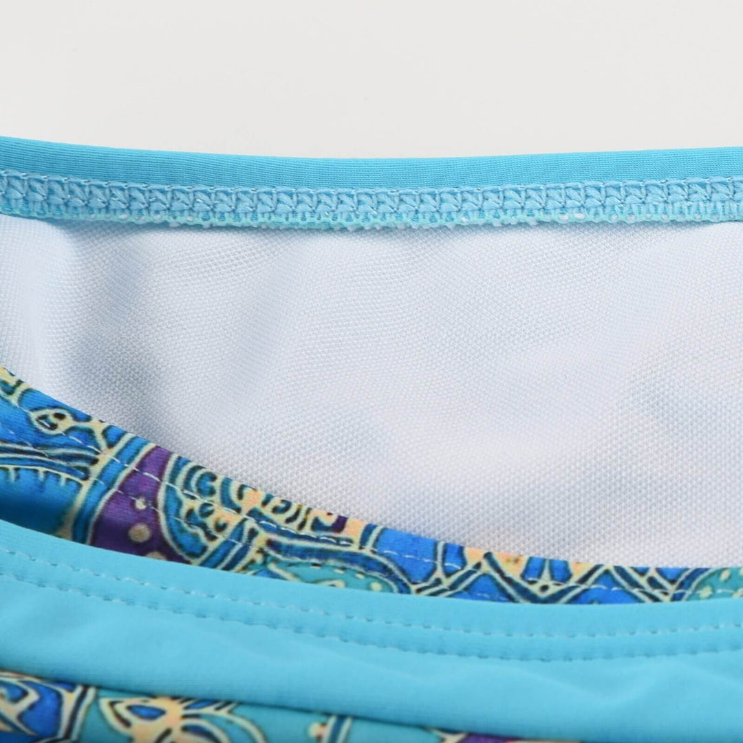 Stylowy dwuczęściowy bikini damski – idealny na plażę i słońce-Marmur Niebieski-S-Trend Polska