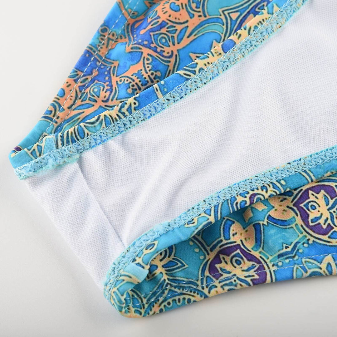 Stylowy dwuczęściowy bikini damski – idealny na plażę i słońce-Marmur Niebieski-S-Trend Polska