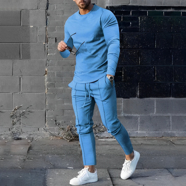 Stylowy dwuczęściowy zestaw męski - UrbanEase-Niebieski-S-Trend Polska