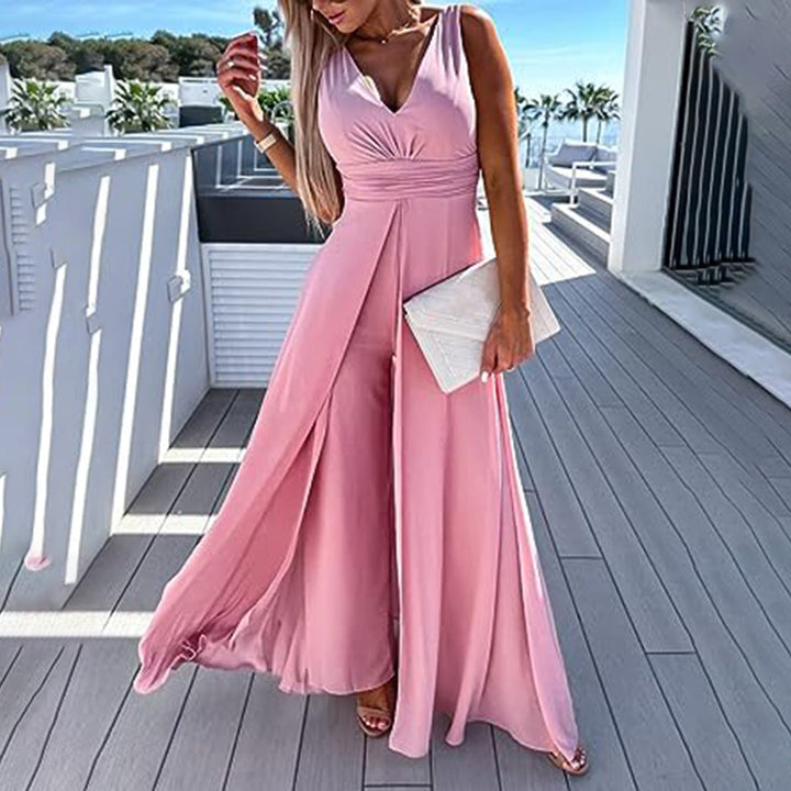 Stylowy festynowy kombinezon damski z wyglądem sukienki – Lorena-Czarny-S-Trend Polska