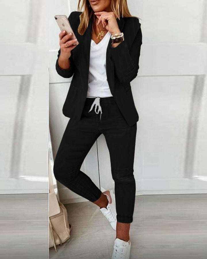 Stylowy Garnitur Damski – Isabelle-Czarny-S-Trend Polska