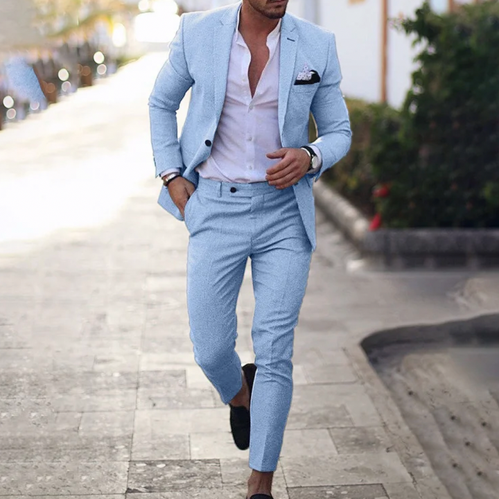 Stylowy garnitur męski - Lucas-Jasnoniebieski-M-Trend Polska
