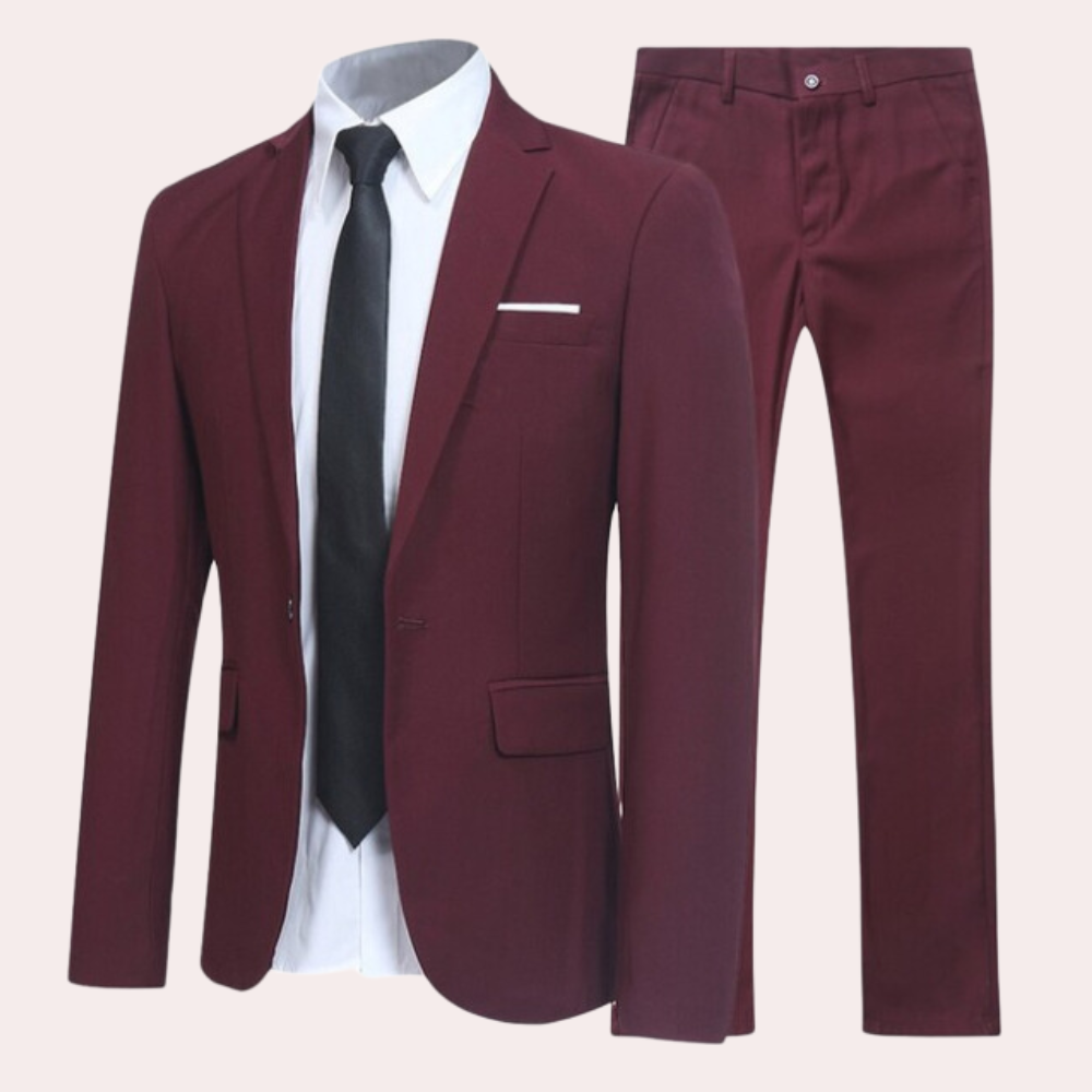 Stylowy garnitur męski - Nathan-Czerwony-S-Trend Polska