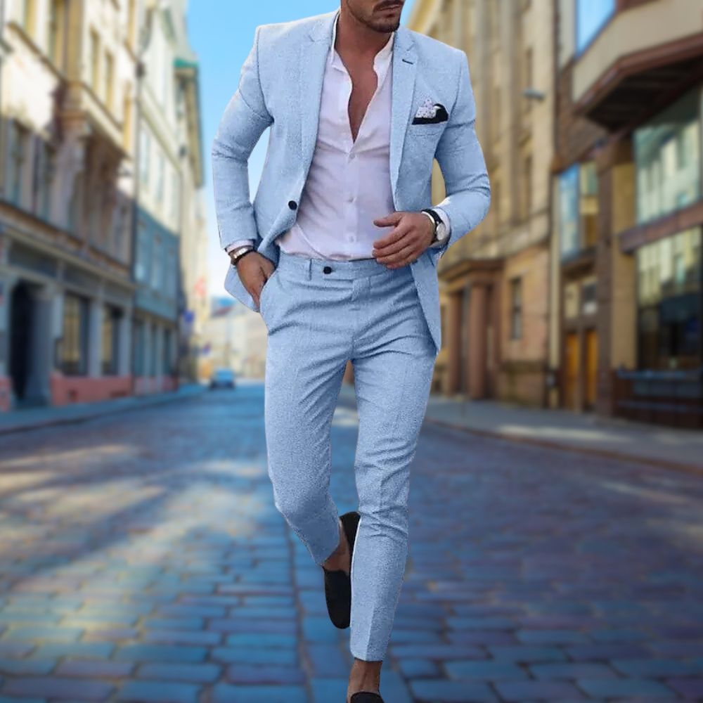 Stylowy garnitur męski Slim Fit - Noah-Jasnoniebieski-XS-Trend Polska