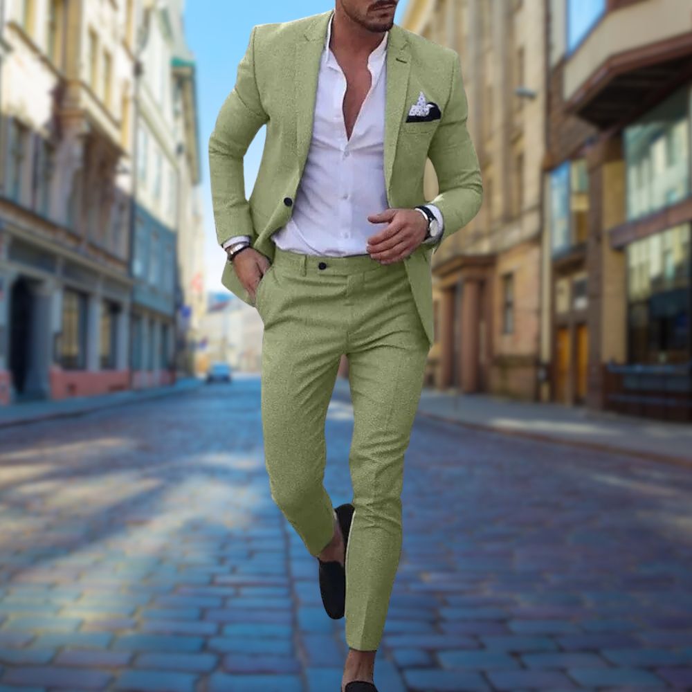 Stylowy garnitur męski Slim Fit - Noah-Jasnozielony-XS-Trend Polska