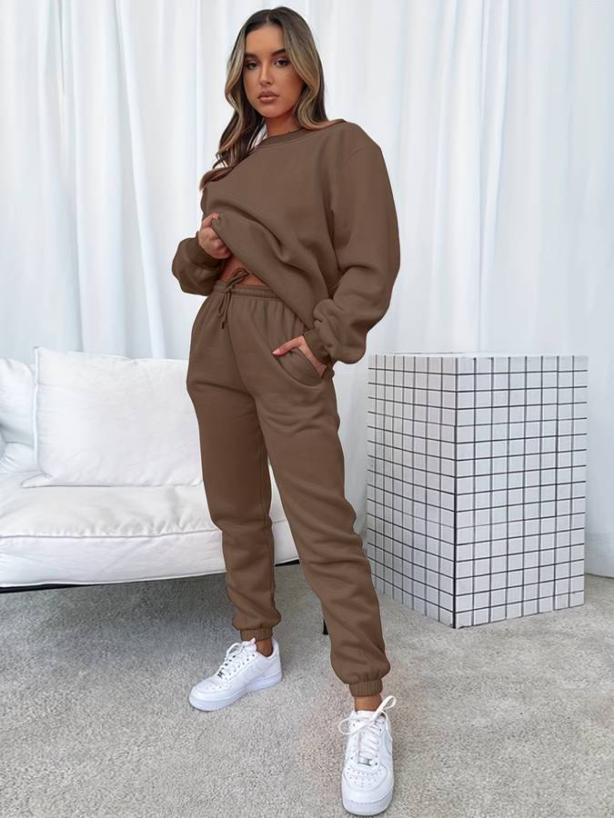 Stylowy i Komfortowy Damski Dres - Emma-Brązowy-S-Trend Polska