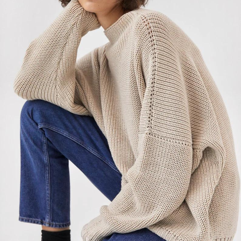 Stylowy i komfortowy sweter damski - Lila-Khaki-S-Trend Polska