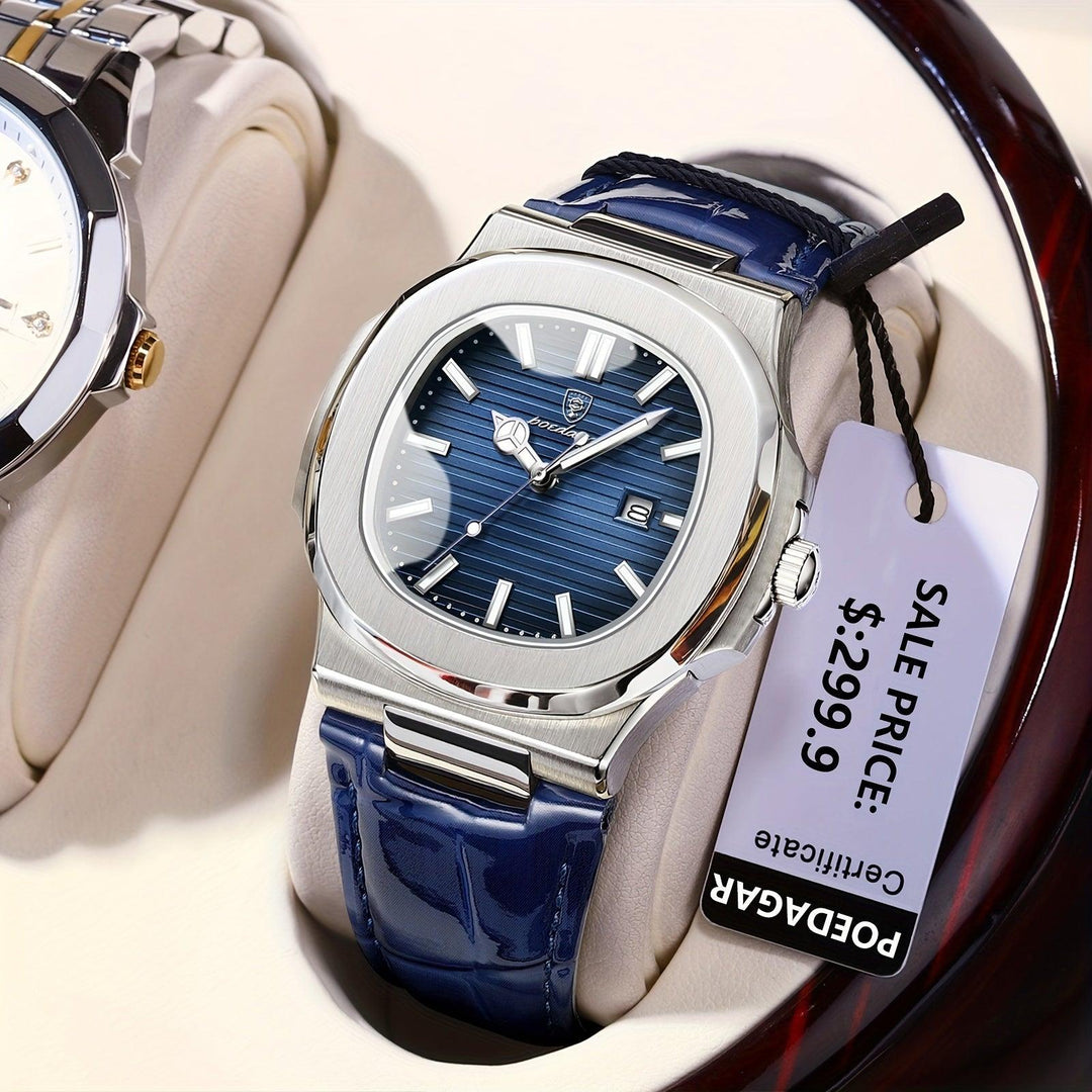 Stylowy i trwały zegarek na rękę dla mężczyzn - ValorLuxe-Niebieski-Trend Polska
