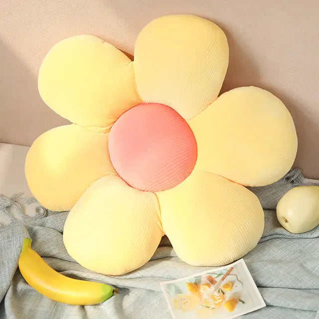 Stylowy i Wygodny Okrągły Poduszkowy - Kwiatowa Rozkosz-Żółto-Różowy 2-35X35cm-Trend Polska
