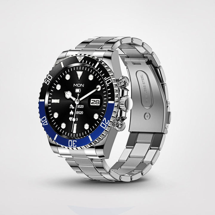 Stylowy i zaawansowany smartwatch - PowerFit-Czarny/Niebieski-Trend Polska