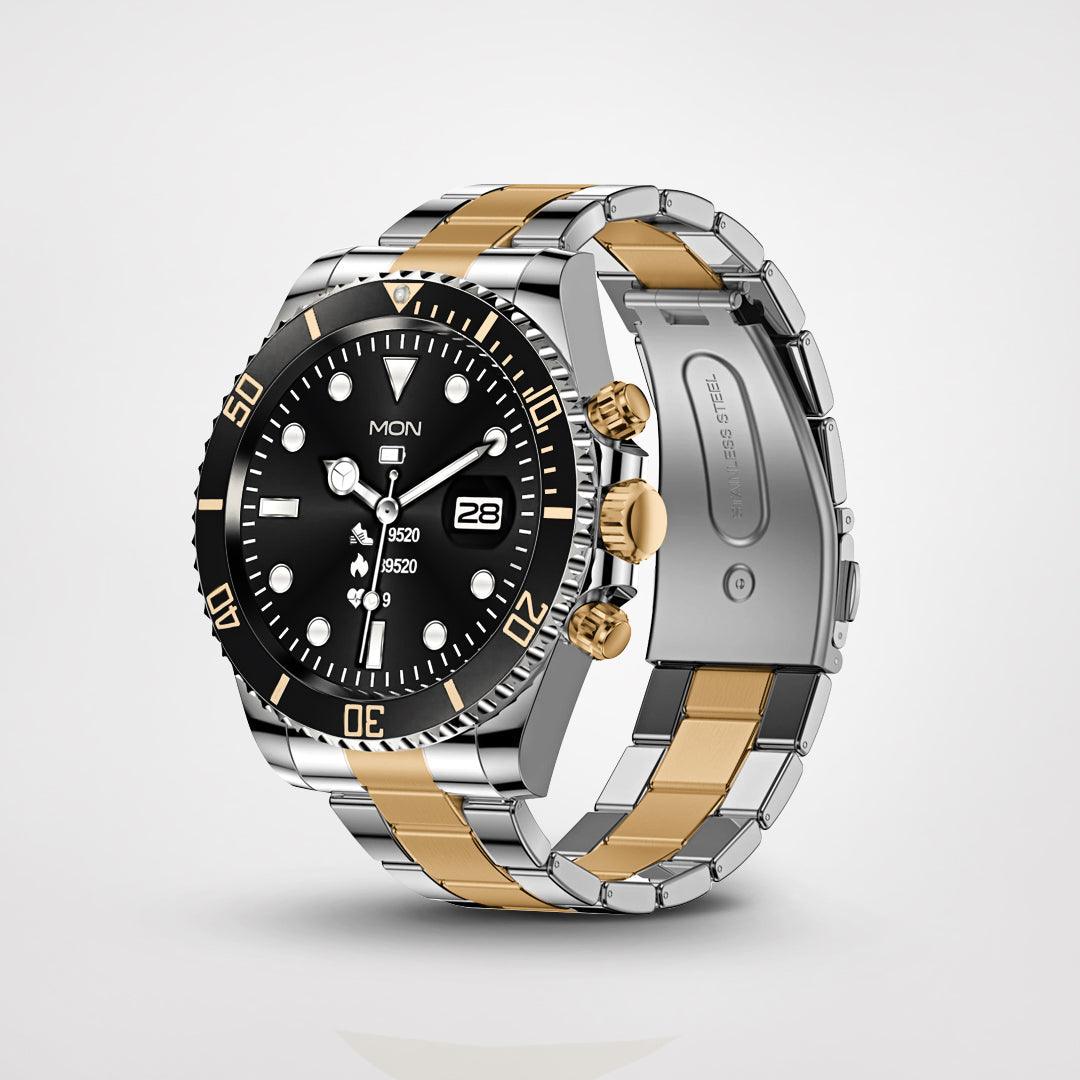 Stylowy i zaawansowany smartwatch - PowerFit-Czarny/Złoty-Trend Polska