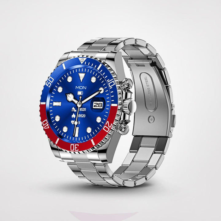 Stylowy i zaawansowany smartwatch - PowerFit-Niebieski/Czerwony-Trend Polska