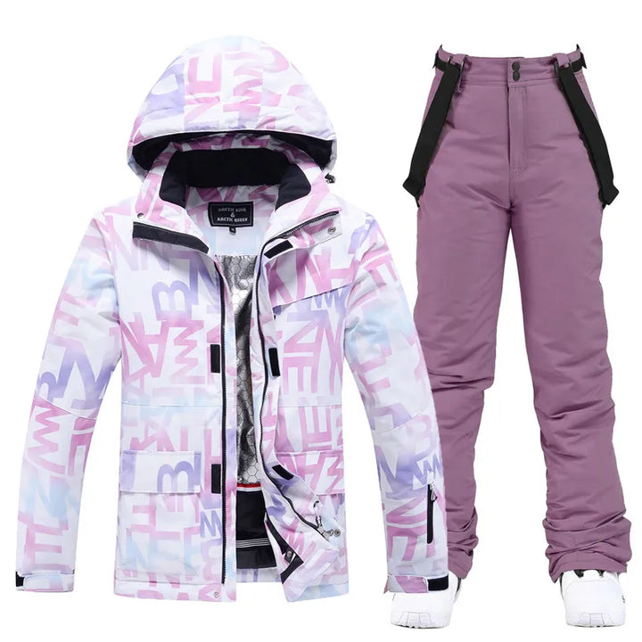 Stylowy kombinezon narciarski dla kobiet - Aurora-Fioletowy/Czarny-XS-Trend Polska