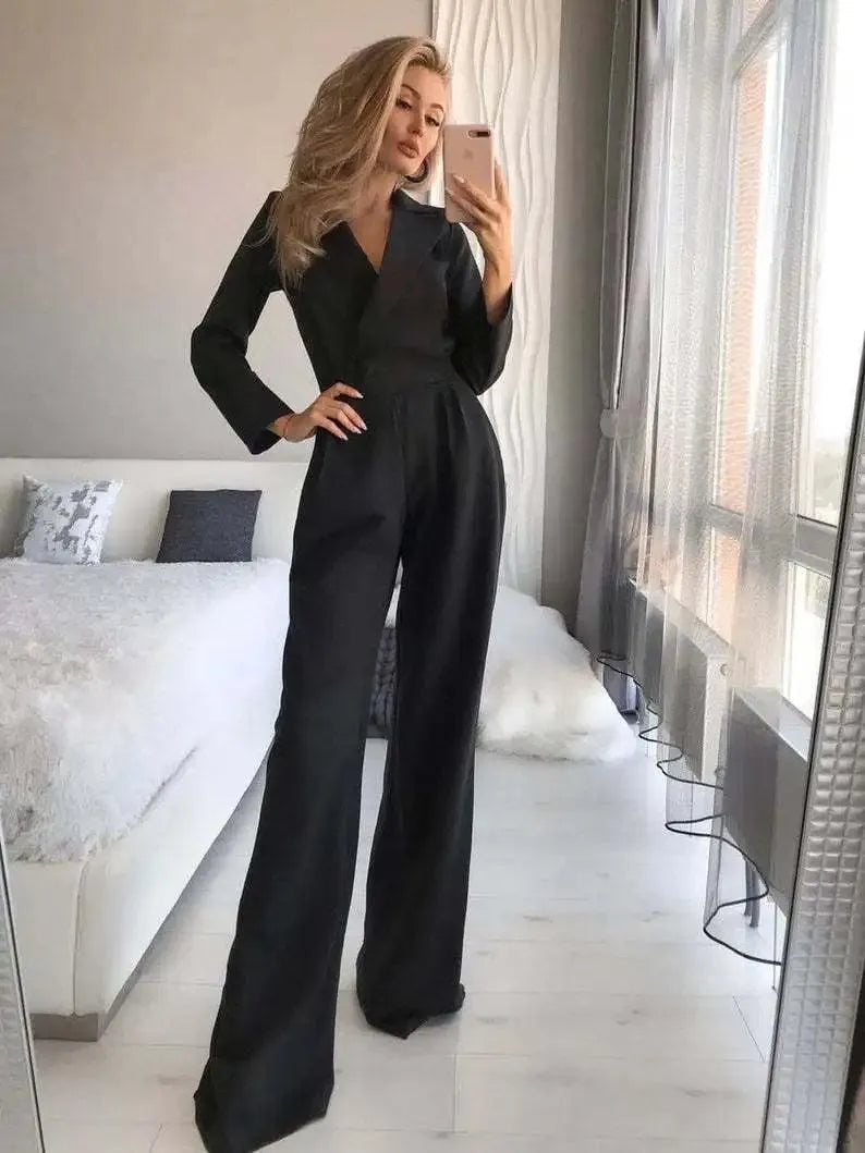 Stylowy kombinezon z długimi rękawami - Sophie-Czarny-S-Trend Polska
