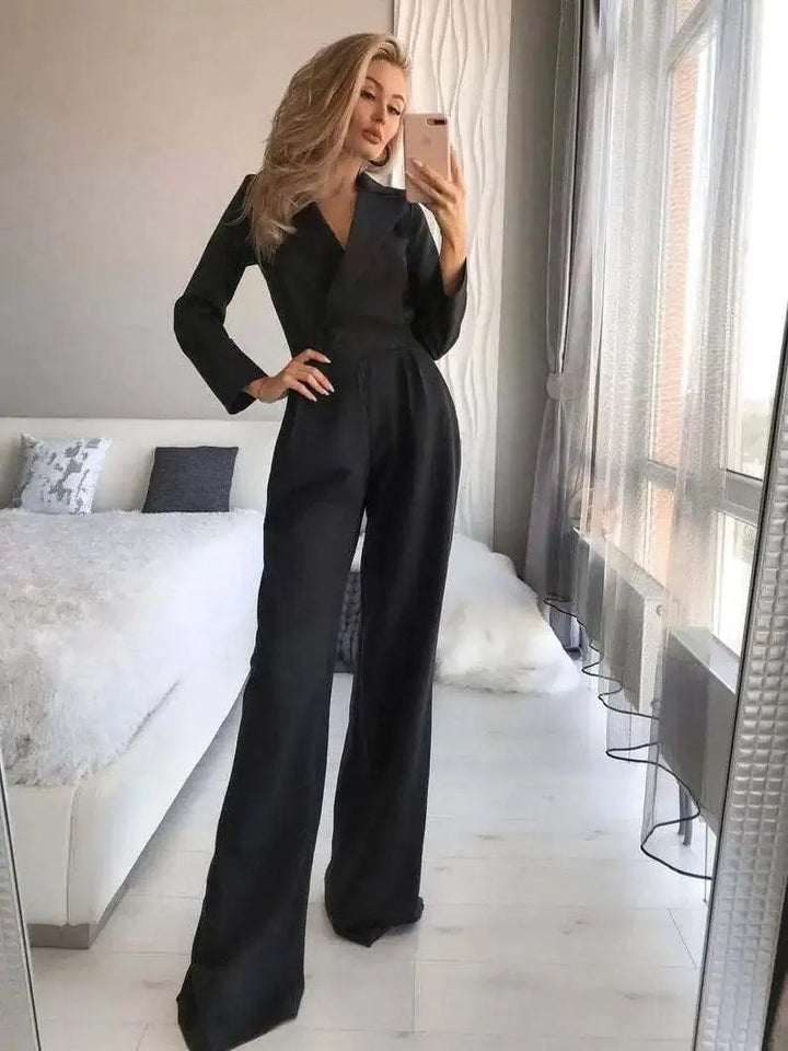 Stylowy kombinezon z długimi rękawami - Sophie-Czarny-S-Trend Polska