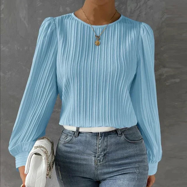 Stylowy, komfortowy sweter damski - Evelina-Niebieski-S-Trend Polska