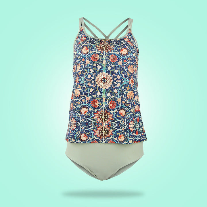 Stylowy kostium kąpielowy bez rękawów z atrakcyjnym wzorem - SummerGlow-S (36/38)-Trend Polska