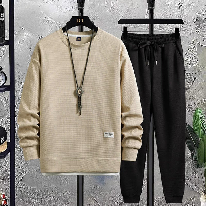Stylowy męski dres - Mason-Beż-Czarny-M-Trend Polska