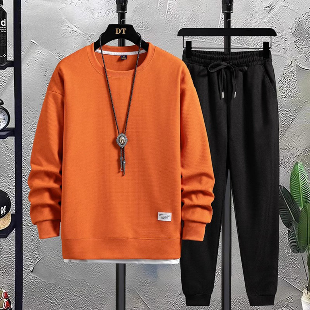 Stylowy męski dres - Mason-Pomarańczowo-Czarny-M-Trend Polska