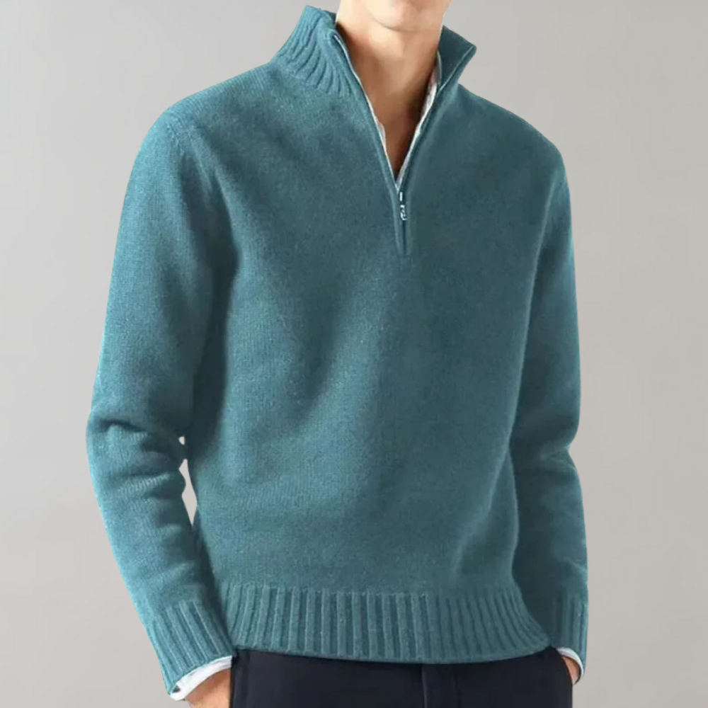 Stylowy męski sweter pół-zamek - Ethan-Meerblauw-S-Trend Polska