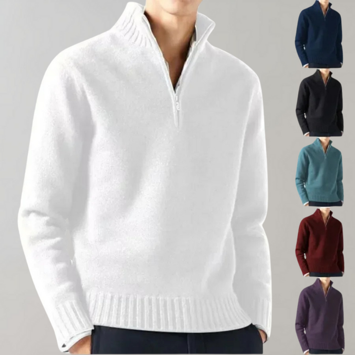 Stylowy męski sweter pół-zamek - Ethan-Czarny-S-Trend Polska