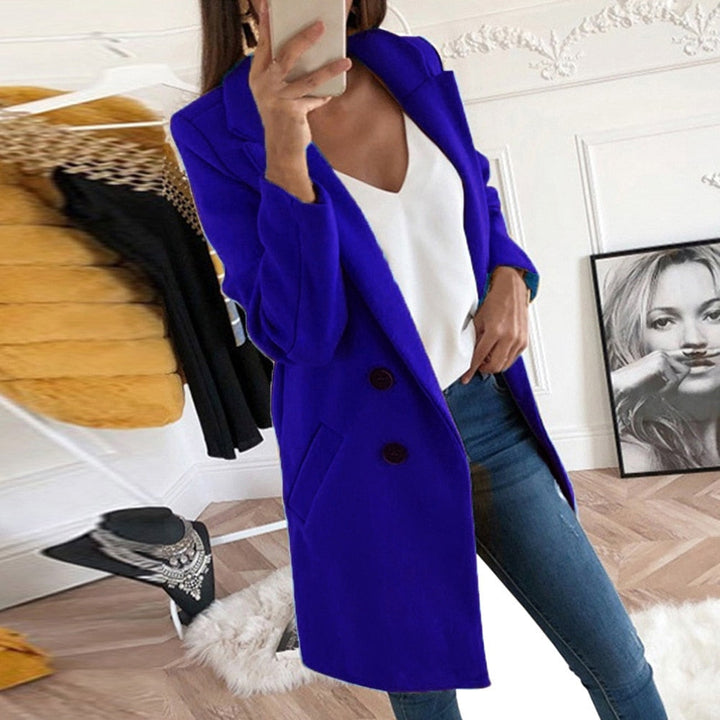 Stylowy płaszcz damski - Mila-Ciemnoniebieski-S-Trend Polska