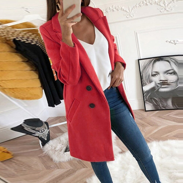 Stylowy płaszcz damski - Mila-Czerwony-S-Trend Polska