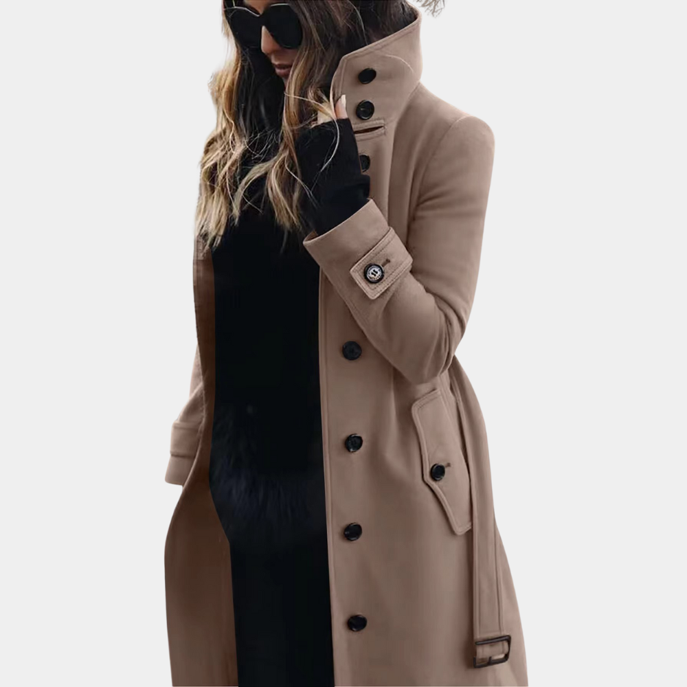 Stylowy płaszcz trench dla kobiet - Vivienne-Khaki-XS-Trend Polska