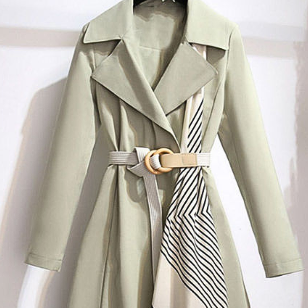 Stylowy płaszcz trench dla kobiet z paskiem - Noa-Czarny-XS-Trend Polska