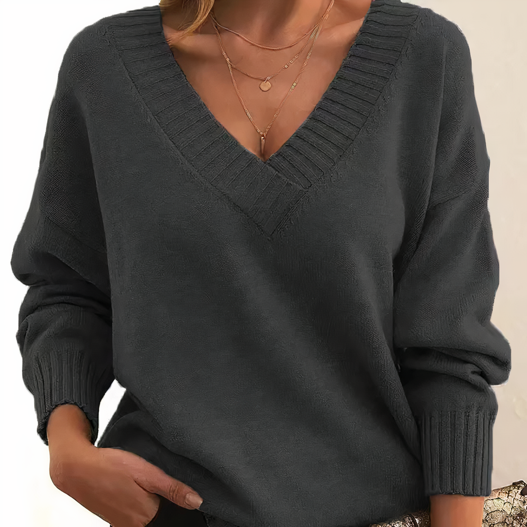 Stylowy sweter damski z kaszmiru - Isabella-Ciemnoszary-S-Trend Polska
