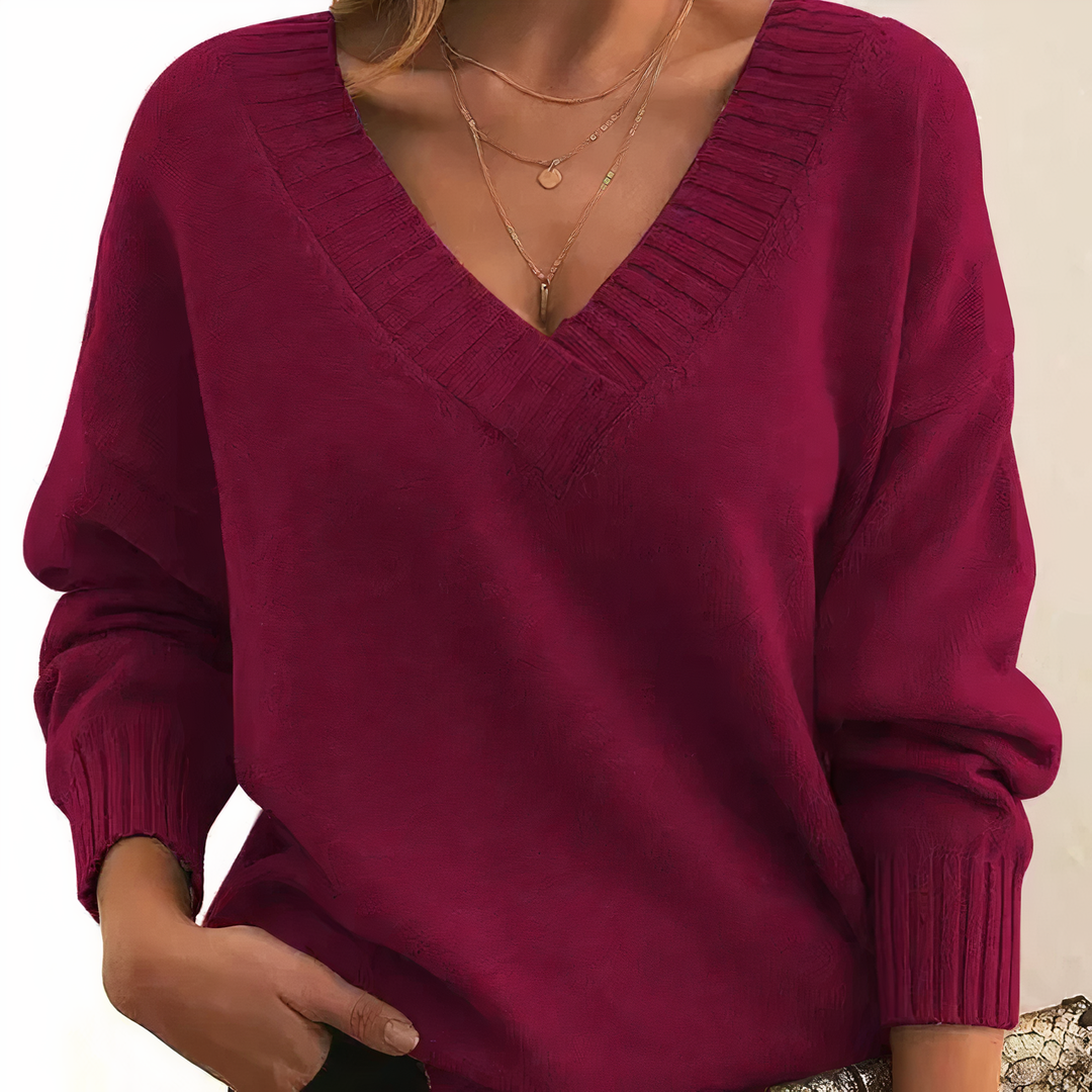 Stylowy sweter damski z kaszmiru - Isabella-Czerwony-S-Trend Polska
